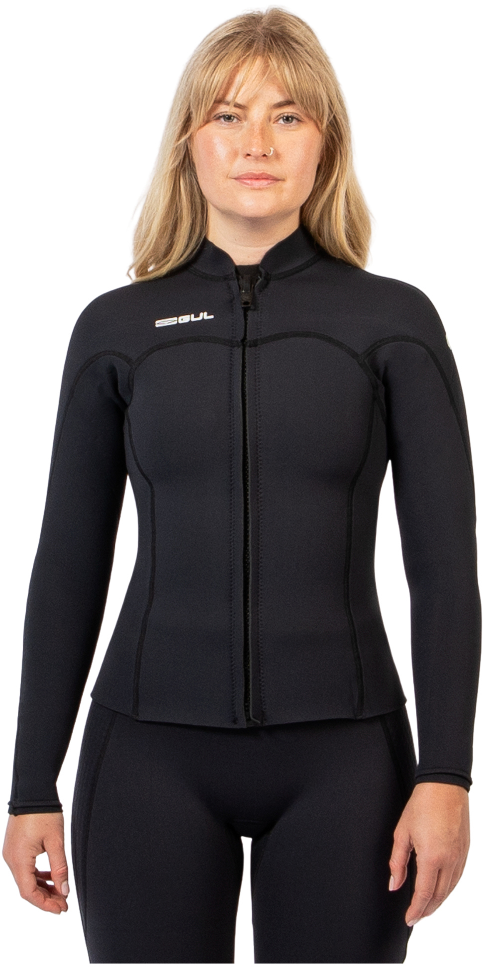 2025 Gul Womens Response Natur 3mm Front Zip Jacket RE6305-BKBK - Black